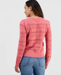 Style & Co Petite Crewneck Pointelle Long-Sleeve Sweater, Macy's Exclusive