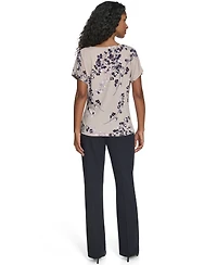 Calvin Klein Women's Printed Drape Front Short-Sleeve Top