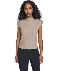 Calvin Klein Women's Mock Neck Cap Sleeve Sweater