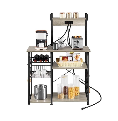 Yaheetech Industrial Rustic Kitchen Baker's Rack Brown