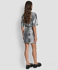 Dkny Jeans Women's Sequins Pull-On Mini Skirt