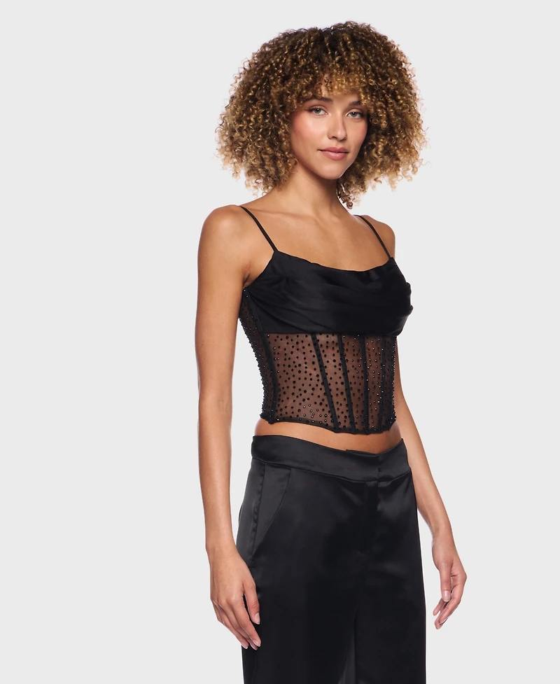 Alex & Sophia Women's Cowl Neck Corset Top