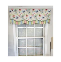 Rlf Home Flowers Bloom Glory 100% Cotton Floral Design with Gimp Trim Lining Spot Clean Valance 50"x16" Multicolor
