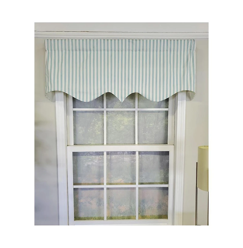 Rlf Home Candy Stripe Regal 3" Rod Pocket Lining Luxurious and Elegant Window Treatment Valance 50" x 17" Spa