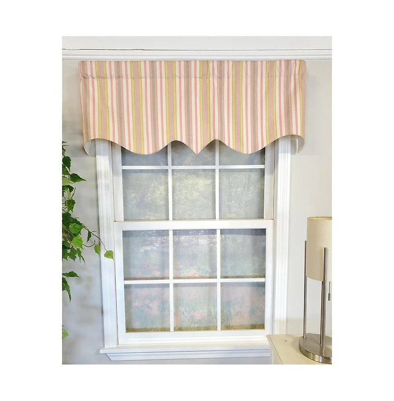 Rlf Home Guava Stripe Regal 3" Rod Pocket Lining Luxurious and Elegant Window Treatment Valance 50" x 17" Pink