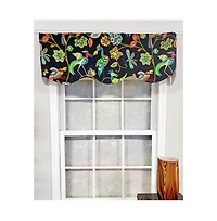 Rlf Home Locos Birds Provance 3" Rod Pocket Lining Luxurious and Elegant Window Treatment Valance 50" x 15" Black