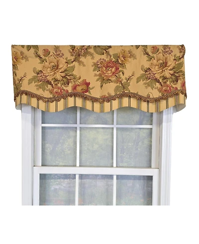 Rlf Home 100% Cotton Dewsbury Glory Fully lined Windows Rod Pocket Valance 50" x 16" Beige