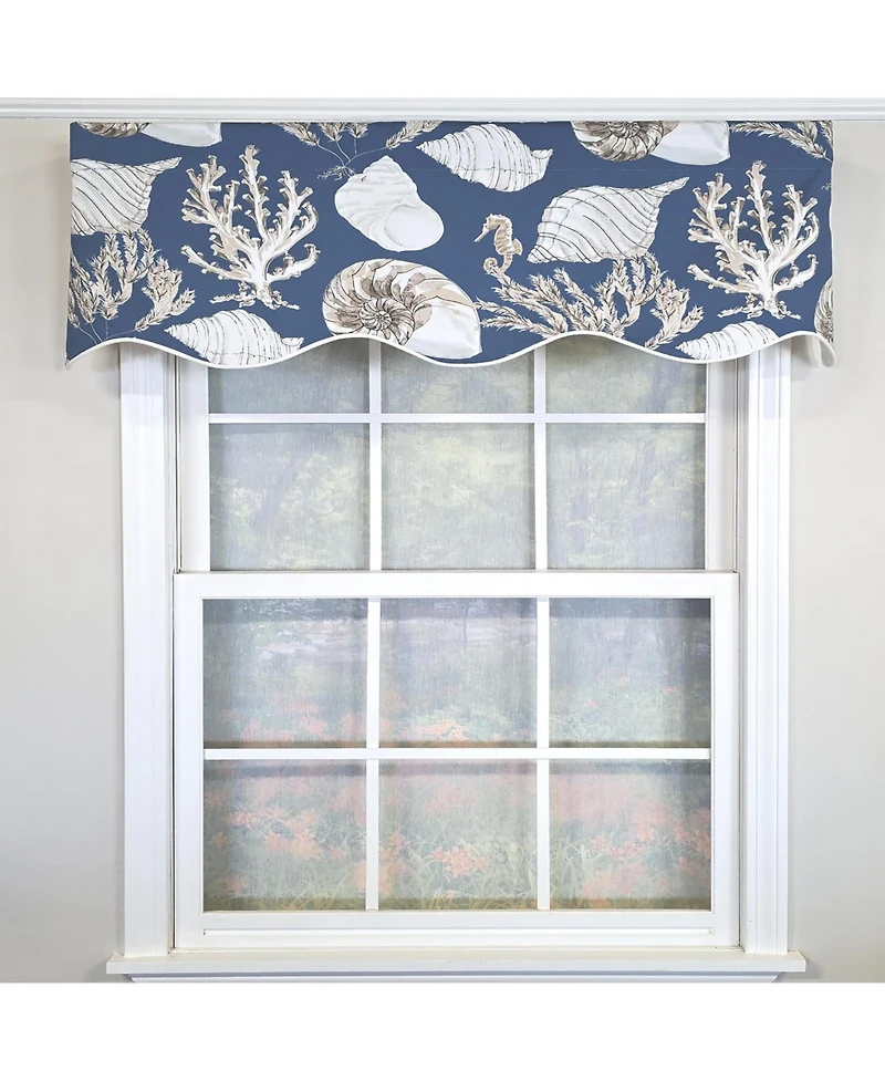 Rlf Home 100% Cotton Seascape Provance Fully lined Windows Rod Pocket Valance 50" x 15" Blue