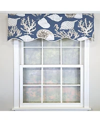 Rlf Home 100% Cotton Seascape Provance Fully lined Windows Rod Pocket Valance 50" x 15" Blue