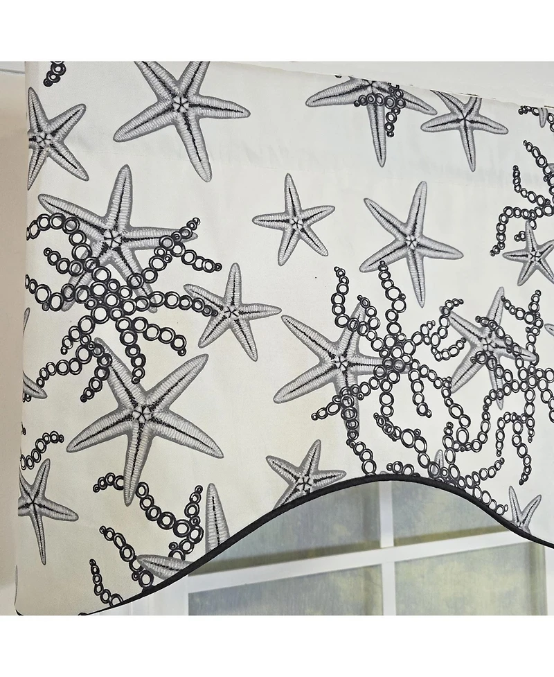 Rlf Home Reef Cornice Valance - 100% Cotton with Ivory Lining 50" x 17" Black