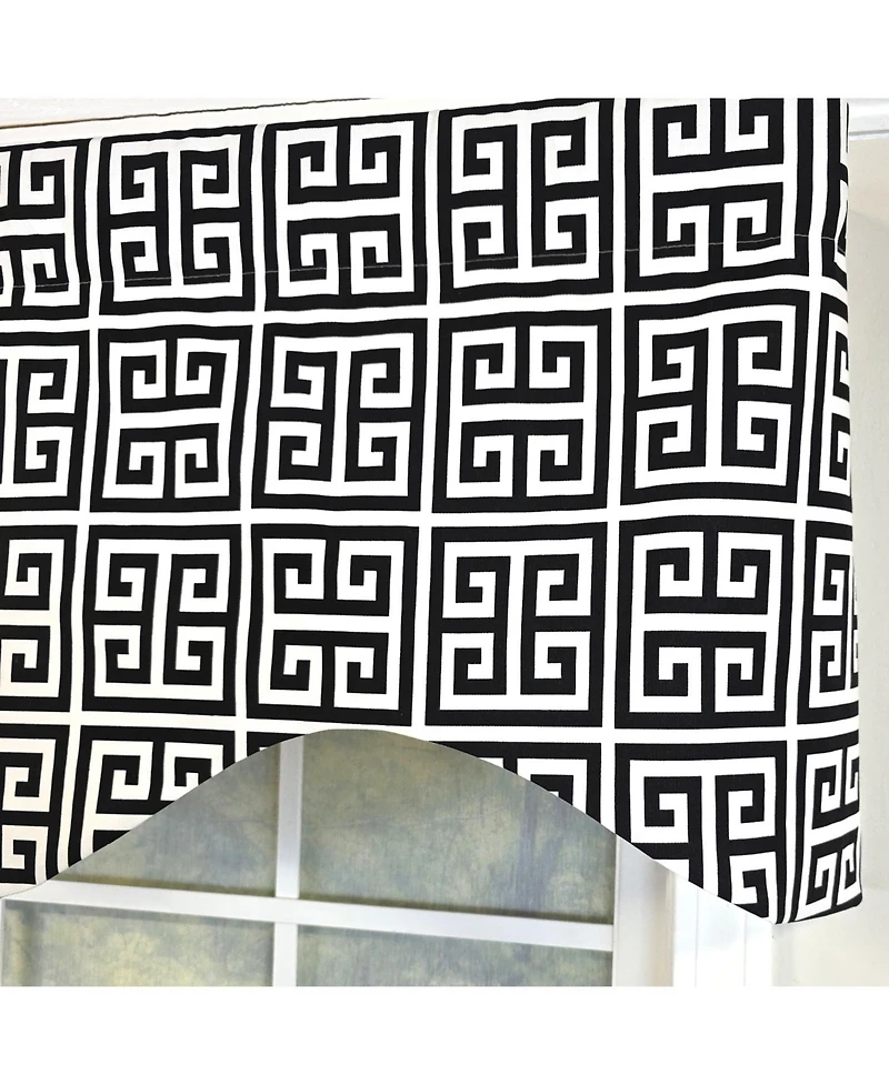 Rlf Home 100% Cotton Tower Cornice With Poly/Cotton Ivory lining Rod Pocket Valance 50" x 17" Black