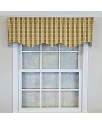 Rlf Home 100% Cotton Cherry Squares Regal With Poly/Cotton lining Rod Pocket Valance 50" x 15" Green
