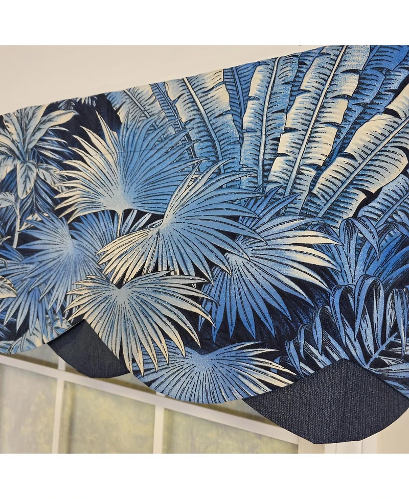 Rlf Home 100% Cotton Baja Petticoat Fully lined Windows Rod Pocket Valance 50" x 15" Navy