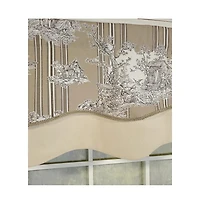 Rlf Home French Tableau Classic Toile Stripe and Solid Fabric Gimp Trim Ivory Lining No Header Glory Valance 50" X 16" Camel