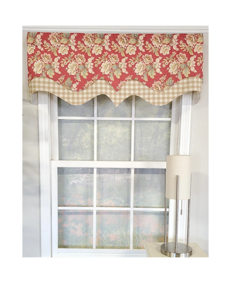 Rlf Home 3" Rod Pocket High Quality Fabric Basili D-Regal Valance for Windows 50" x 17" Red