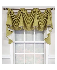 Rlf Home 4" Top Tab High Quality Fabric Trellis 3-Scoop Victory Swag for Windows 54" x 25" Sage
