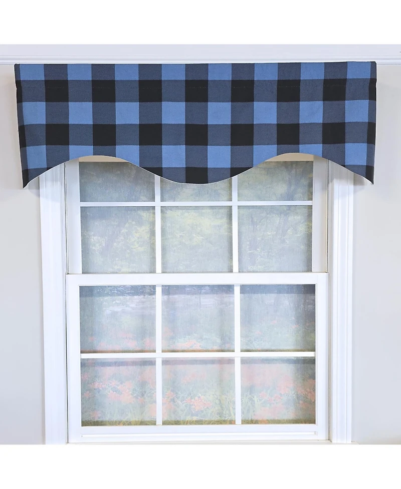 Rlf Home 100% Cotton Barnyard Check Cornice Fully lined Windows Rod Pocket Valance 50" x 17" Blue