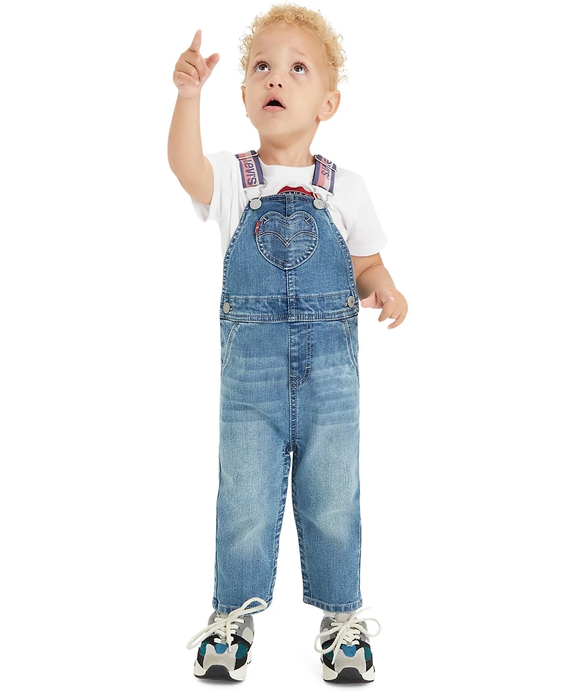 Levi's Baby Girls Heart Pocket Denim Sleeveless Overalls