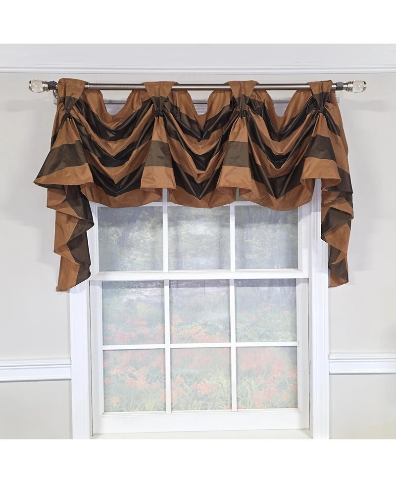 Rlf Home 100% PolyesterPascal 3-s Victory Swag Unlined Windows Tab Top Valance 60" x 25" Brown