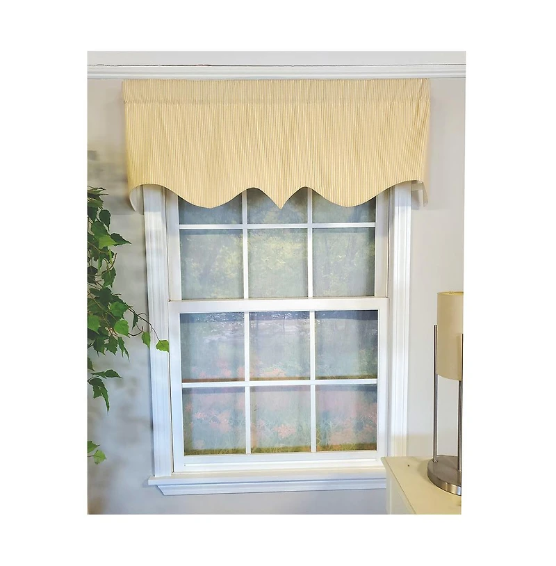 Rlf Home Pin Stripe Regal 3" Rod Pocket Lining Luxurious and Elegant Window Treatment Valance 50" x 17" Yellow