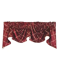 Rlf Home 3" Rod Pocket High Quality Fabric Summit Diamond 2-Scoop Empire Valance With Trim for Windows 40" x 25" Wine