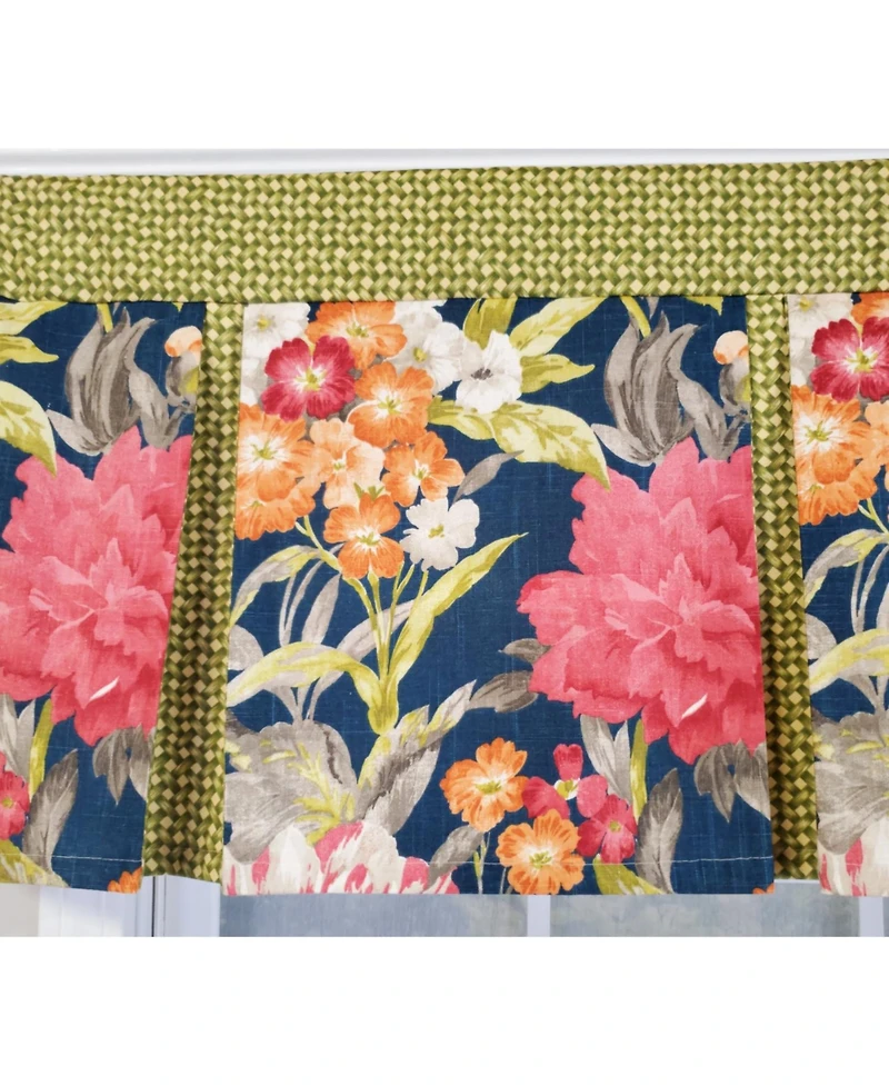 Rlf Home 3" Rod Pocket High Quality Fabric Queen's Favor Pleated Valance for Windows 50" x 16" Marine