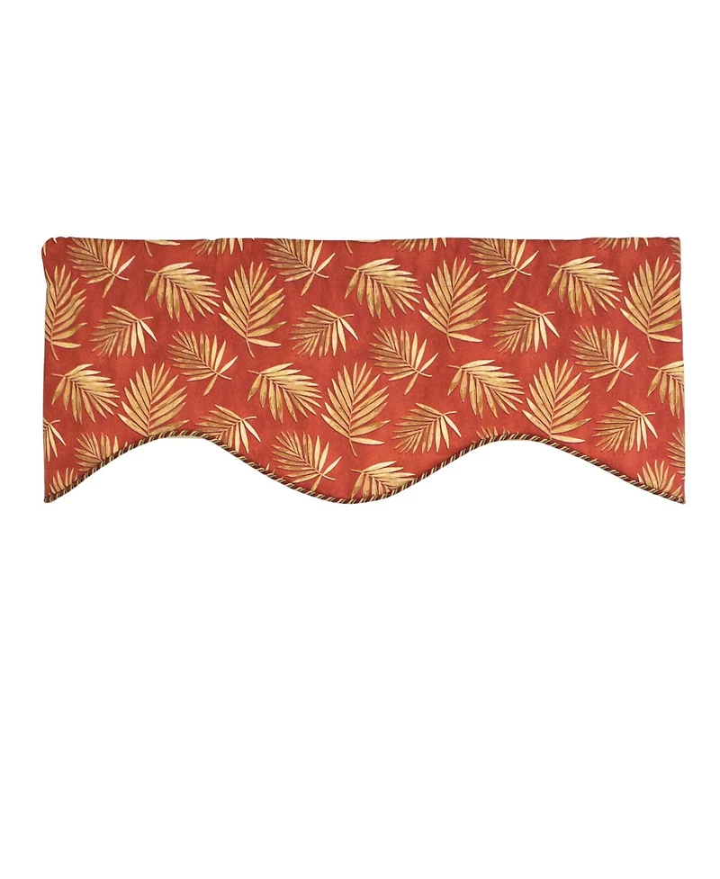 Rlf Home 100% Cotton Hawthorn Cornice With Poly/Cotton Ivory lining Rod Pocket Valance 50" x 17" Red