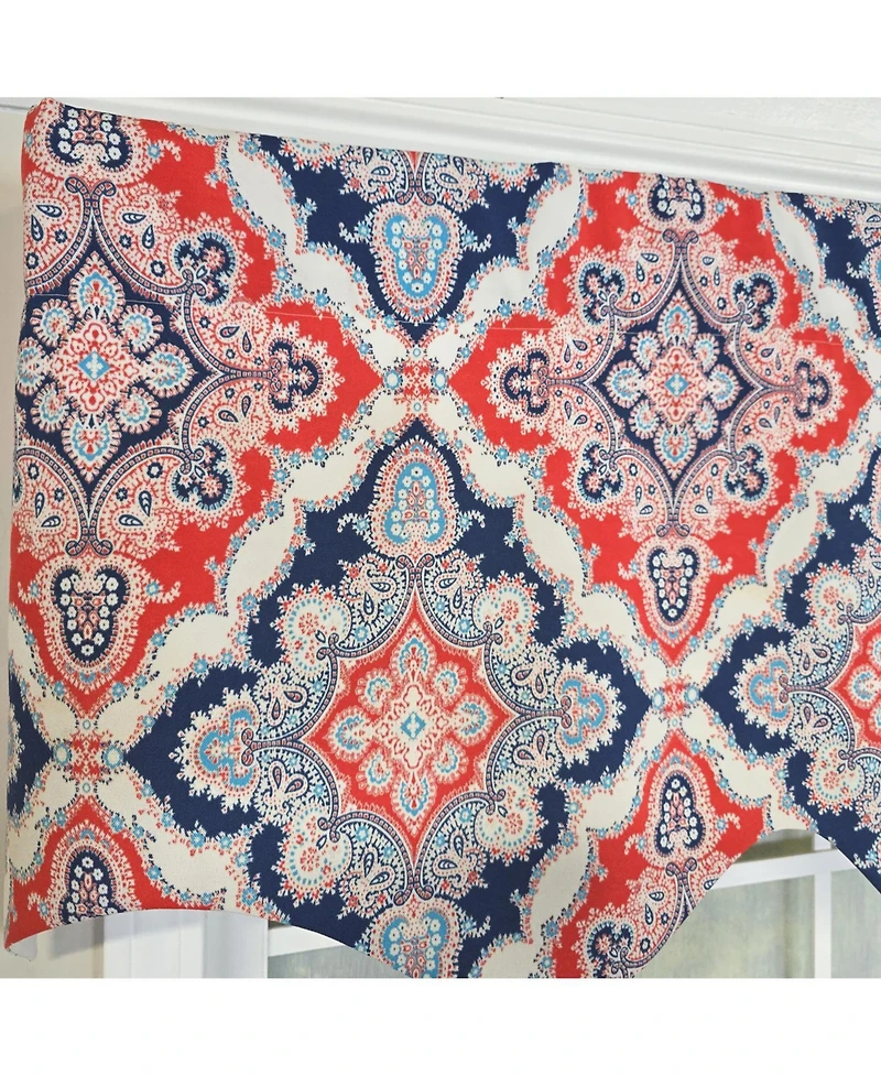 Rlf Home 100% Cotton Coventry Regal Fully lined Windows Rod Pocket Valance 50" x 17" Navy