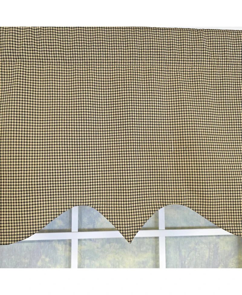 Rlf Home 100% Cotton Pin Check Regal Fully lined Windows Rod Pocket Valance 50" x 17" Black