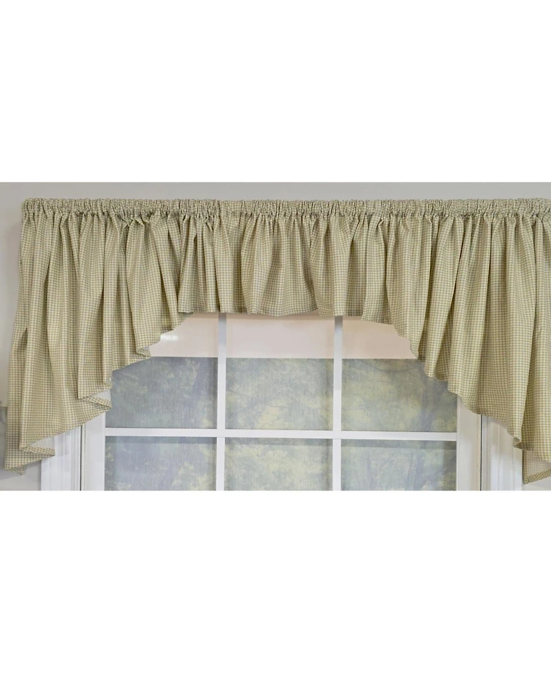 Rlf Home 100% Cotton 3-pc Crosswell Center/Jabot set Fully lined Rod Pocket Valance 75" x 23" Sage