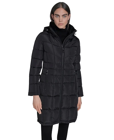 Calvin Klein Women's Hooded Stand Collar Puffer Coat