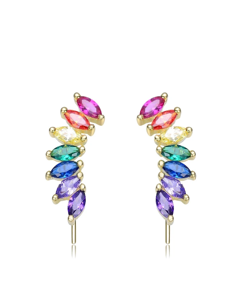 Sterling Silver Spiky Cubic Zirconia Drop Stud Earrings