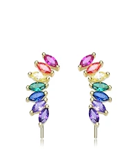 Sterling Silver Spiky Cubic Zirconia Drop Stud Earrings