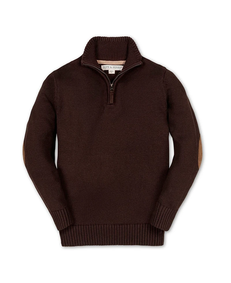 Hope & Henry Boys Organic Half Zip Pullover Sweater with Elbow Patches