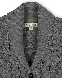 Hope & Henry Boys Organic Shawl Collar Cable Sweater Cardigan