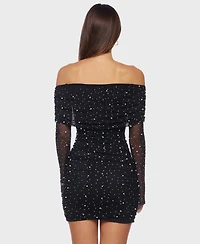 B Darlin Junior's Off Shoulder Wide Neck Dress