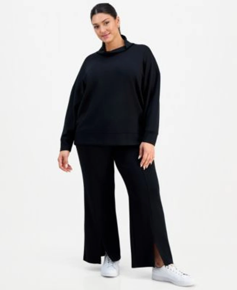 I.N.C. International Concepts Plus Size Scuba High Neck Tunic Flare Leg Pants Macys Exclusive