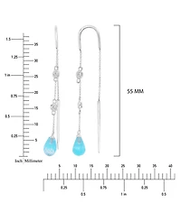 Macy's Sky Blue Topaz & White Sapphire French Euro Wire Dangling Earrings