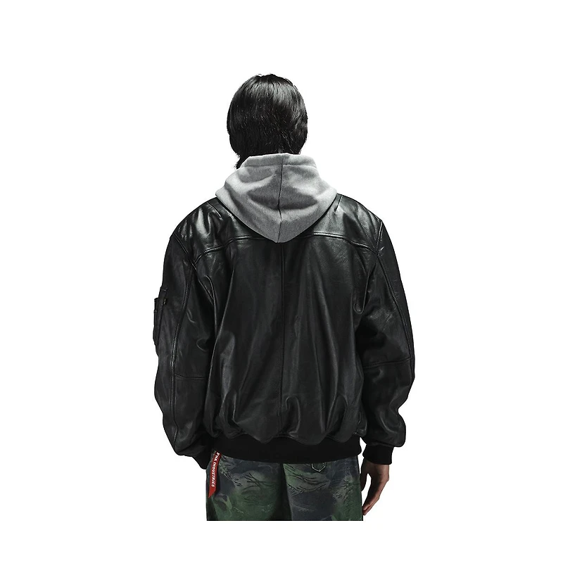 Alpha Industries Men's Leather Ma-1 Flight Jacket