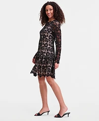 Sam Edelman Women's Lace Scoop-Back Flounce-Hem Dress