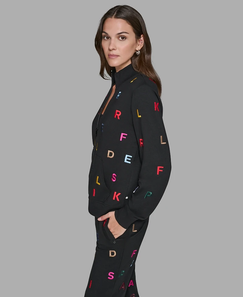 Karl Lagerfeld Paris Women's Logo Detail Long Sleeve Jacket