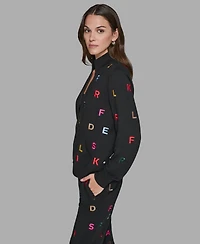 Karl Lagerfeld Paris Women's Logo Detail Long Sleeve Jacket