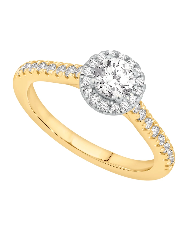 Macy's Diamond Halo Bridal Ring (1 ct. t.w.) in 18K Two-Tone Gold