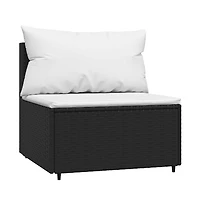 vidaXL 3 Piece Patio Lounge Set with Cushions Black Poly Rattan