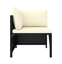 vidaXL 5 Piece Patio Sofa Set with Cushions Black Poly Rattan