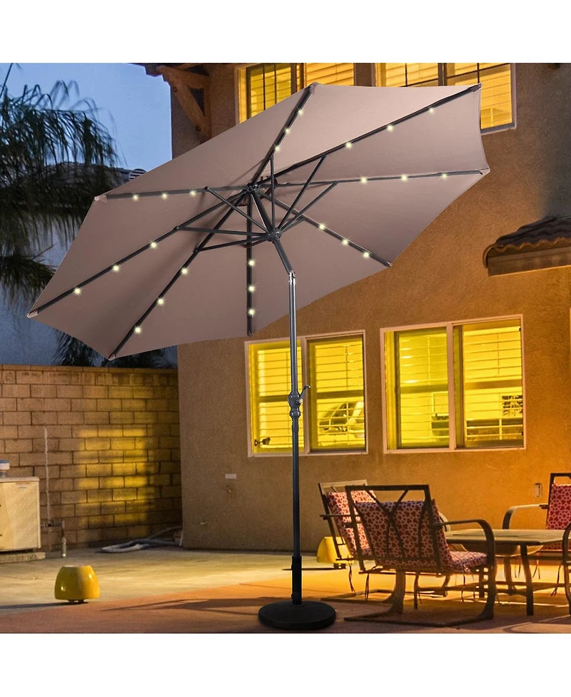 Costway 10ft Patio Solar Umbrella Led Market Steel Tilt W