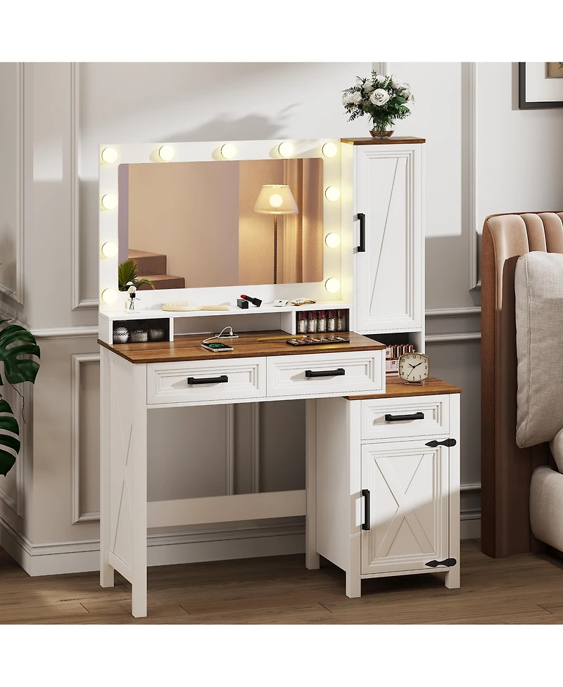 Vlsrka Vanity Desk with Mirror and Light
