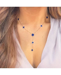 The Lovery Lapis Clover Station Lariat Necklace 14K Gold