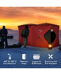 Outsunny 8 People Ice Fishing Shelter Pop-up Ice Fishing Tent,