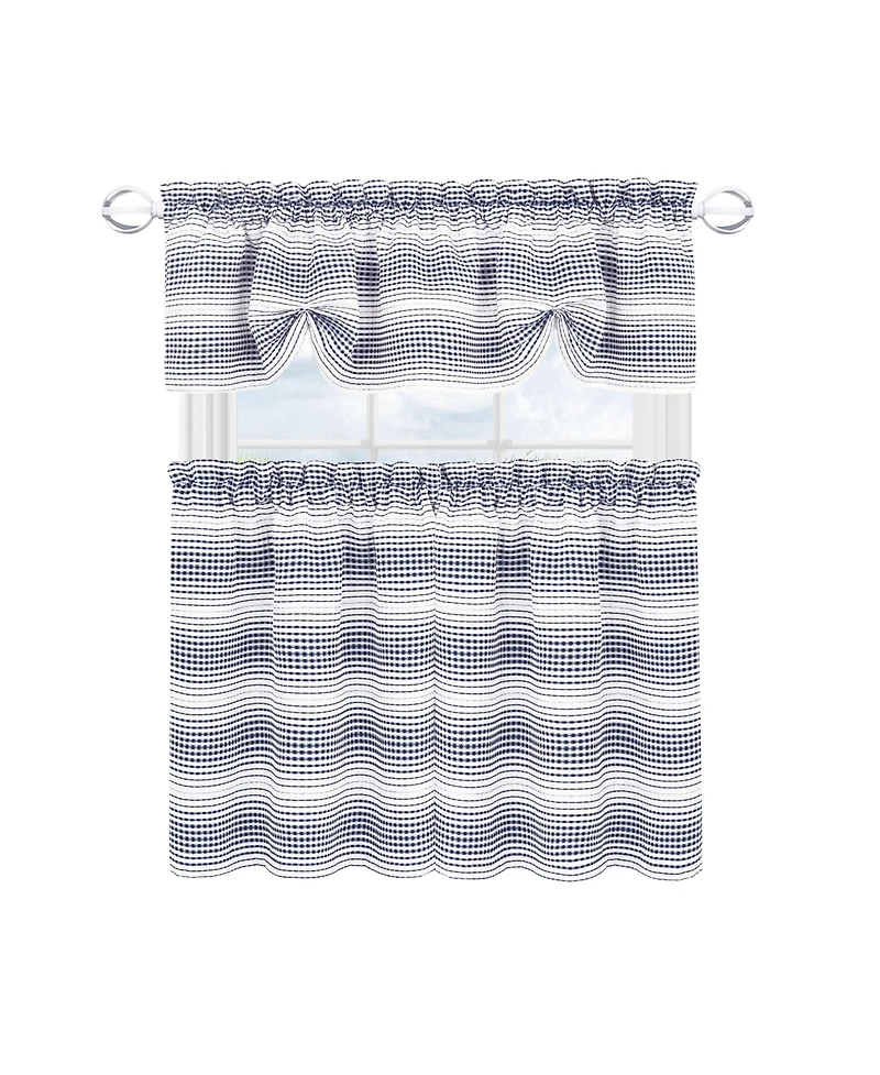 Kate Aurora Isabelle Abstract 3 Piece Cafe Rod Pocket Kitchen Curtain Tier And Valance Set